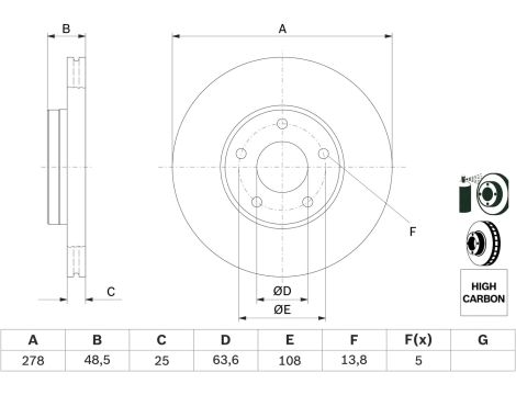 Bosch 0 986 479 173 Tarcza hamulcowa 2 szt - 3