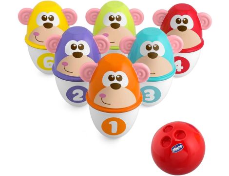 Chicco Monkey Strike Kids Bowling Pin Set - Skittles Game for Kids with 6 S - 2