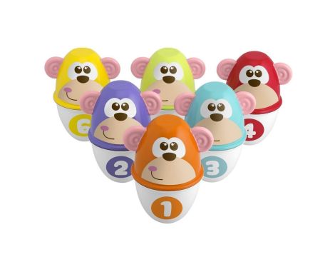 Chicco Monkey Strike Kids Bowling Pin Set - Skittles Game for Kids with 6 S