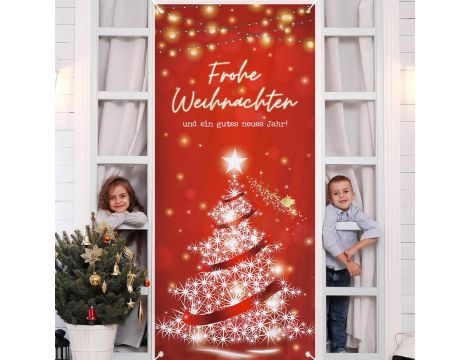 COLOFALLA Baner bożonarodzeniowy 90 x 200 cm baner na drzwi na zewnątrz - 3