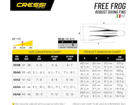 Cressi Frog Plus - płetwy do nurkowania- 39/42 - 3