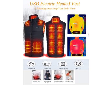 Cubovie Ogrzewana kamizelka męska kamizelka z akumulatorem r. XL czarny - 3