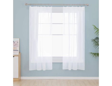 Deconovo Zasłona woalowa biała 145 x 140 cm 2 sztuk