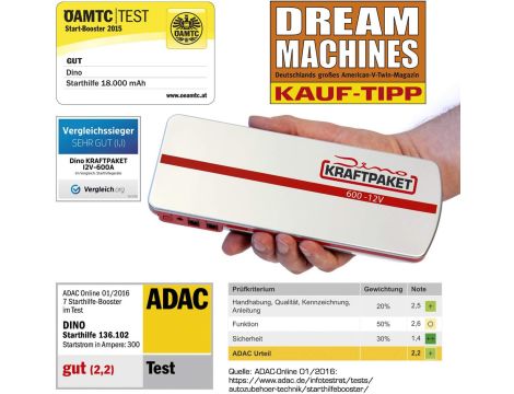 Dino Kraftpaket 136102 Zestaw Rozruchowy, Czerwony/Srebrny, 18000mAh - 3