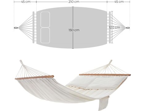 Hamak z drążkiem Songmics brązowy 300 kg 300 x 150 - 5