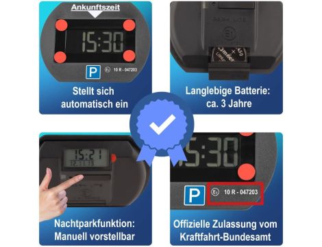 Parklite 1412 Elektroniczna Tarcza Parkingowa, Czarna - 4