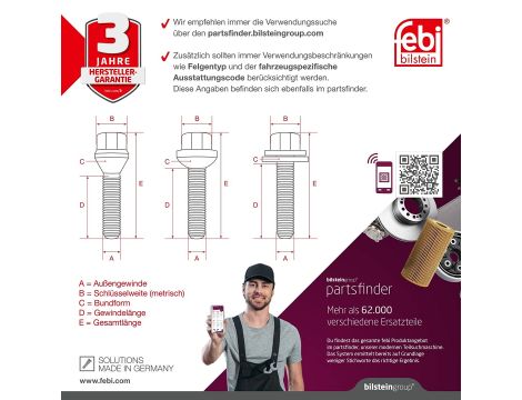 febi bilstein 27047 zestaw śrub do kół zamykanych opakowanie 1 - 3