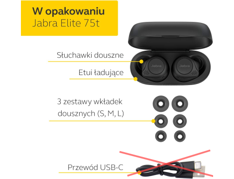 Słuchawki bezprzewodowe dokanałowe Jabra Elite 75t - 3