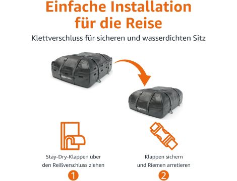 Amazon Basics - Torba na bagażnik dachowy, czarna, 425 l - 4