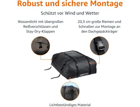 Amazon Basics - Torba na bagażnik dachowy, czarna, 425 l - 3