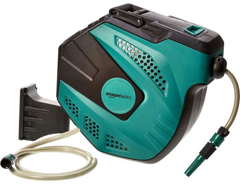 Amazon Basics Bęben do montażu na ścianie z wężem automatyczne zwijanie 35m - 2