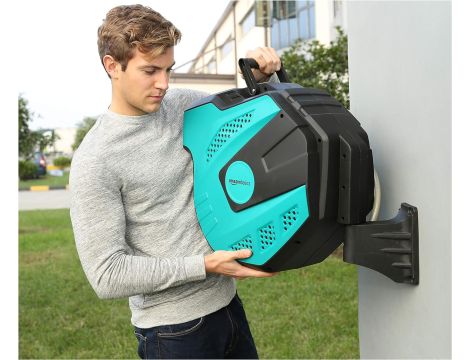 Amazon Basics Bęben do montażu na ścianie z wężem automatyczne zwijanie 35m - 8