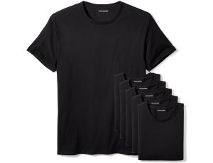 Amazon Essentials Męski podkoszulek z okrągłym dekoltem 6 sztuk S czarny - image 2
