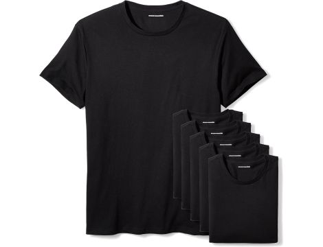 Amazon Essentials Męski podkoszulek z okrągłym dekoltem 6 sztuk S czarny - 2