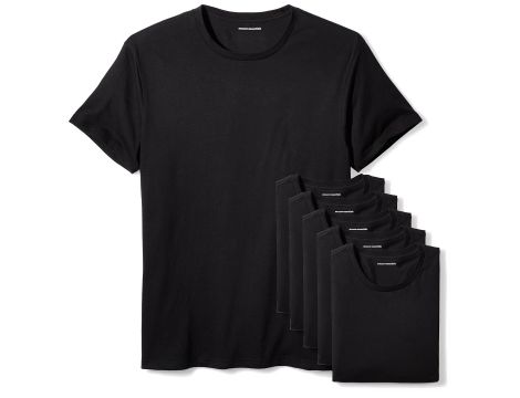Amazon Essentials Męski podkoszulek z okrągłym dekoltem 6 sztuk S czarny