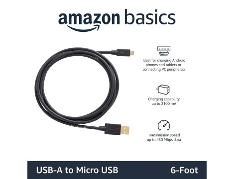 AmazonBasics 7WXKV4 kabel USB 1,8 m 2.0 USB A Micro-USB B Czarny - 3