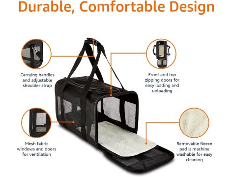 Amazonbasics Torba Transportowa dla Zwierząt Domowych L/do 10 kg - 3