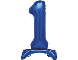 Balon foliowy stojący cyfra 1 niebieski 76 cm - image 2