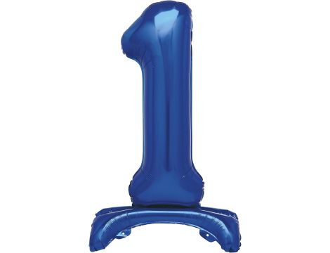 Balon foliowy stojący cyfra 1 niebieski 76 cm - 2