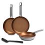 BERGNER Loja Reeco - 4-częściowy zestaw - 3 patelnie 18-22 i 26 cm - 2