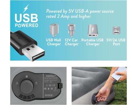 Intex Łóżko dmuchane Dura-Beam PrestigeMid-Risepompa USB, 152 x 203 x 30 cm - 6