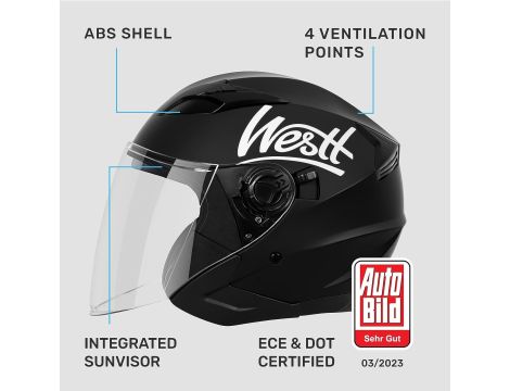 Kask motocyklowy Westt Jet czarny r S - 4