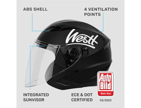 Kask motocyklowy Westt Jet czarny r S - 3