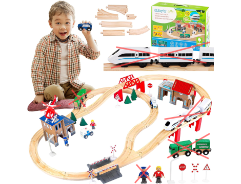 Kinderplay drewniana kolejka pociąg na baterie