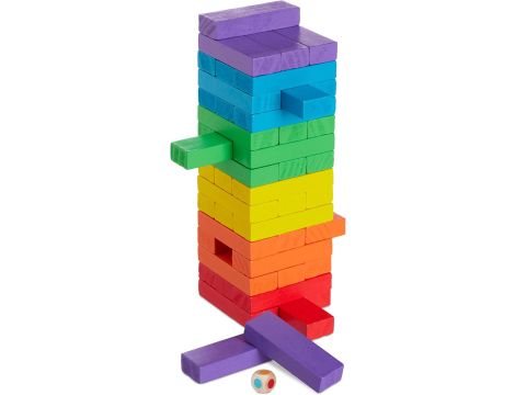 Kolorowa drewniana wieża ruchoma Relaxdays, 54 klocki - 2