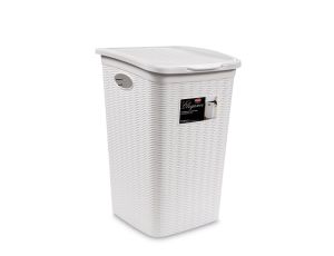 Kosz na pranie 50l biały rattan