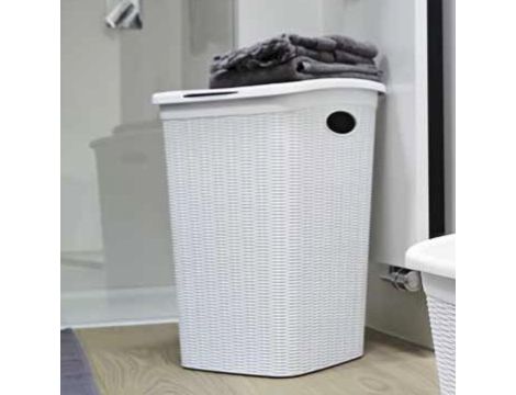 Kosz na pranie 50l biały rattan - 5