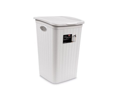 Kosz na pranie 50l biały rattan