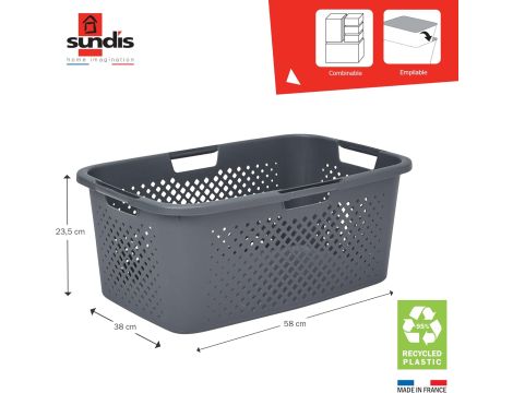 Kosz na pranie Sundis 40l odcienie szarości i srebra - 3