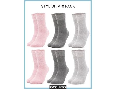 Occulto ciepłe skarpetki damski 6 pak (model: Smilla) 35-38 Szary Różowy - 3