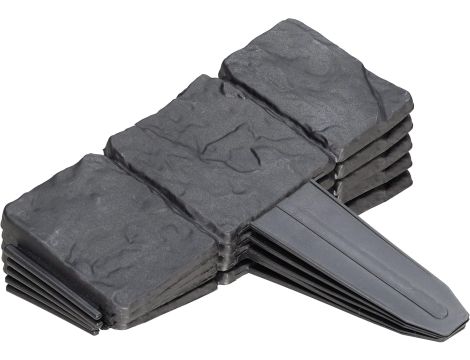 Ogrodzenie rabatowe, 10szt obramowanie rabatki, wygląd kamienia 10 x 25 cm - 5