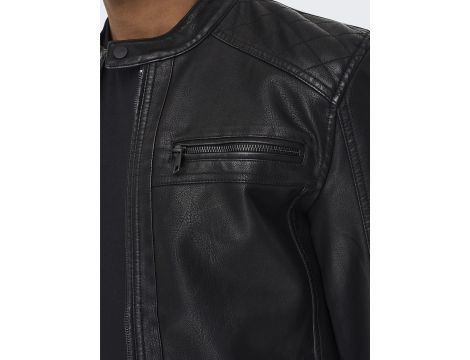 ONLY & SONS Kurtka Mężczyźni Onsal Pu Noos Otw XXL czarny - 7