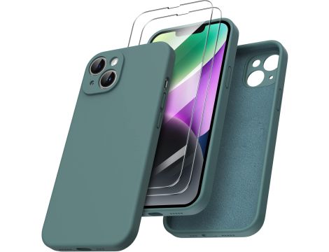 ORNARTO Etui kompatybilne z iPhone 14 z ochraniaczami ekranu Zielona Sosna