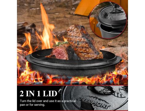 Overmont Dutch Oven żeliwny garnek rozmiar M - 5