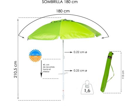 Parasol stalowy ze spiralą 180cm Turkusowy - 5