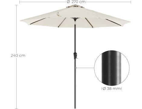 Parasol Ogrodowy, SONGMICS, Beżowy, Przeciwsłoneczny, 270 x 240 cm - 4