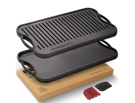 Patelnia grillowa Overmont 43,2 x 25 żeliwna