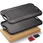 Patelnia grillowa Overmont 43,2 x 25 żeliwna - 2