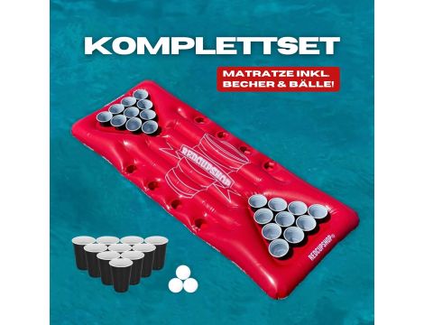 Materac dmuchany XXL Pool Pong | Zestaw zawiera 25 kubków i 3 piłeczki - 3