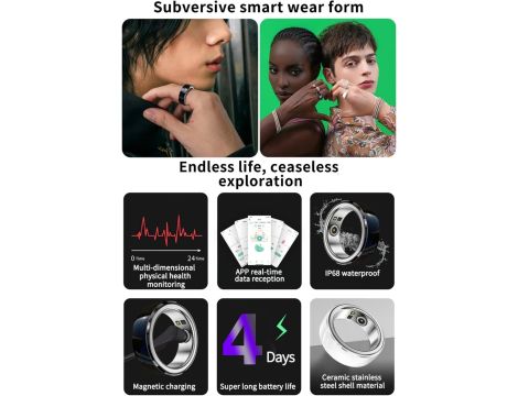 Smart Ring Sportowy Pierścionek Puls Sen Kroki Sport + Ładowarka - 3