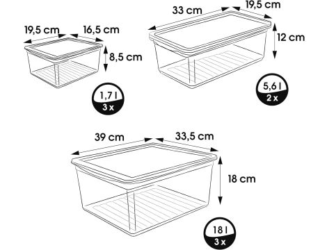 Pojemnik do przechowywania 3x1,7 2x5,6 3x18 l 8SZT - 3