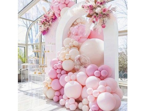 Balon lateksowy gigant 45 cm pastelowy różowy 50 sztuk BABY SHOWER roczek - 4