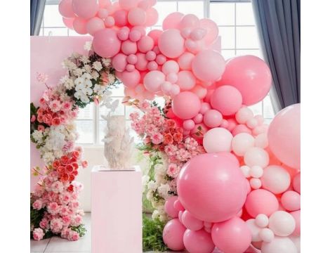 Balon lateksowy gigant 45 cm pastelowy różowy 50 sztuk BABY SHOWER roczek - 2