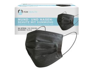 Maseczki Maski Jednorazowe Ochrona Ust i Nosa 50 sztuk Czarne FCM HEALTH - image 2