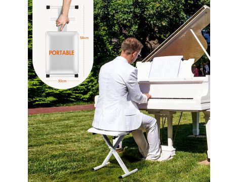 CAHAYA CY0257-1 składany stołek krzesło do keyboardu regulowany biały - 3