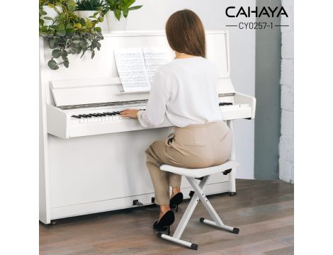 CAHAYA CY0257-1 składany stołek krzesło do keyboardu regulowany biały - 8